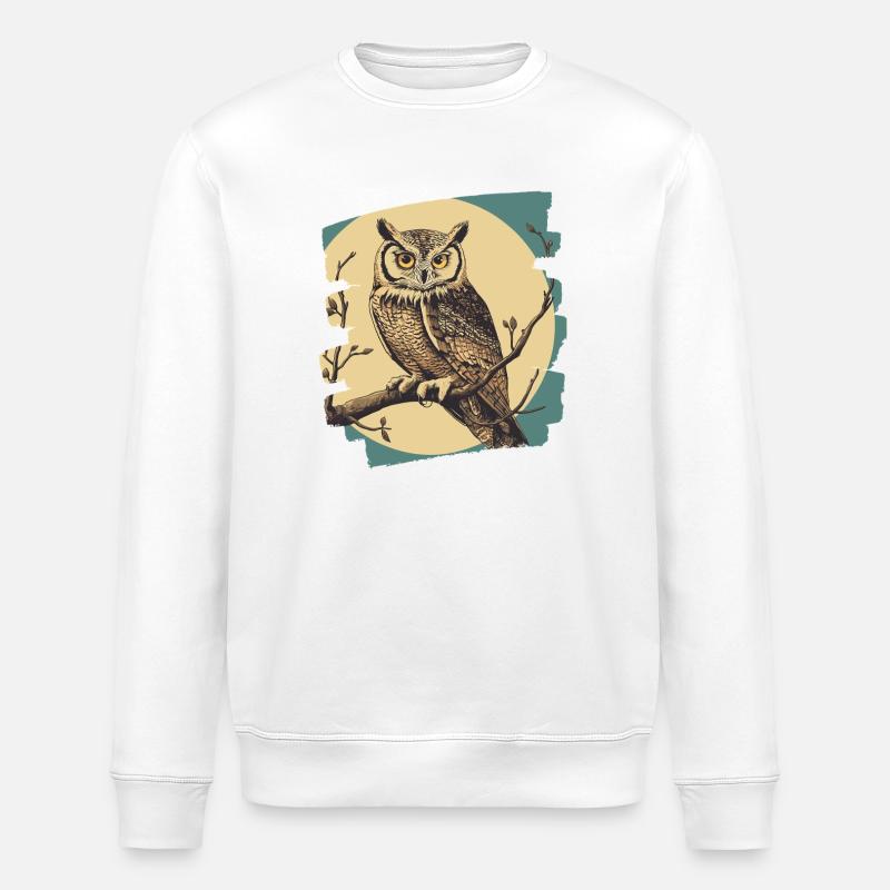 Owl Retro - Stanley/Stella ROLLER Unisex Organic Sweatshirt - white