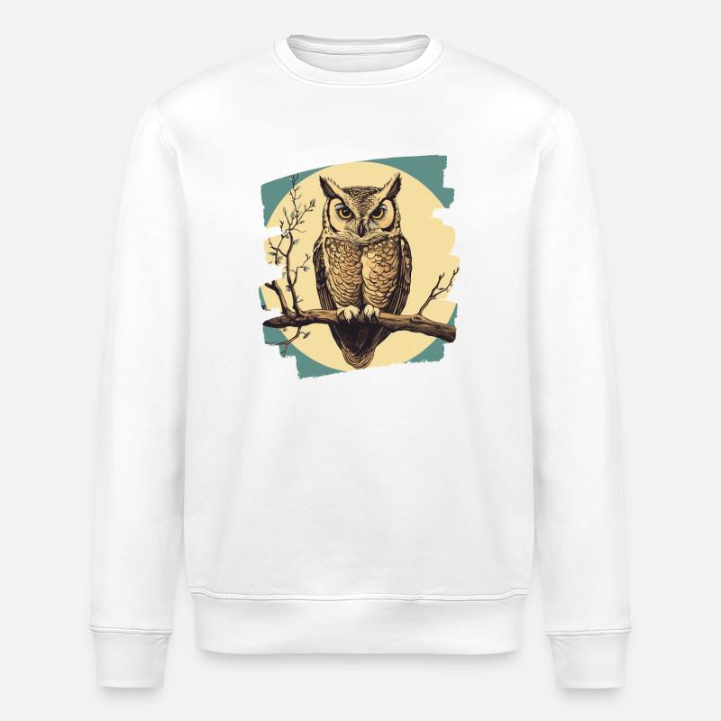 Owl - Stanley/Stella ROLLER Unisex Organic Sweatshirt - white