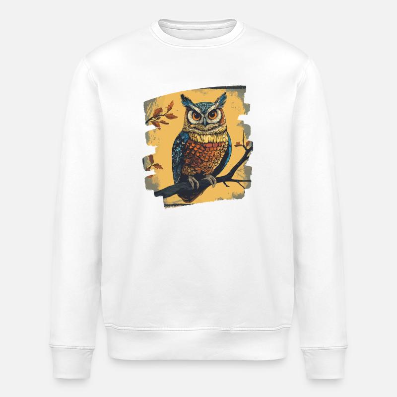 Owl - Stanley/Stella ROLLER Unisex Organic Sweatshirt - white
