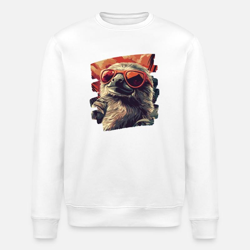 Faultier Retro - Stanley/Stella Unisex Bio-Sweatshirt ROLLER - Weiß