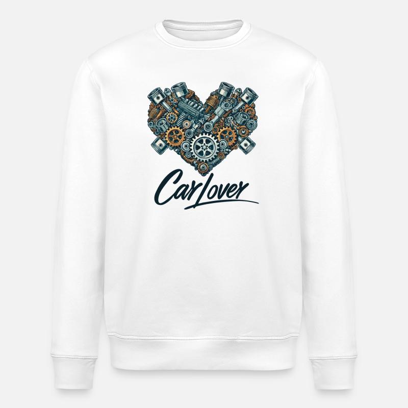 Car Lover Heart - Stanley/Stella Unisex Bio-Sweatshirt ROLLER - Weiß