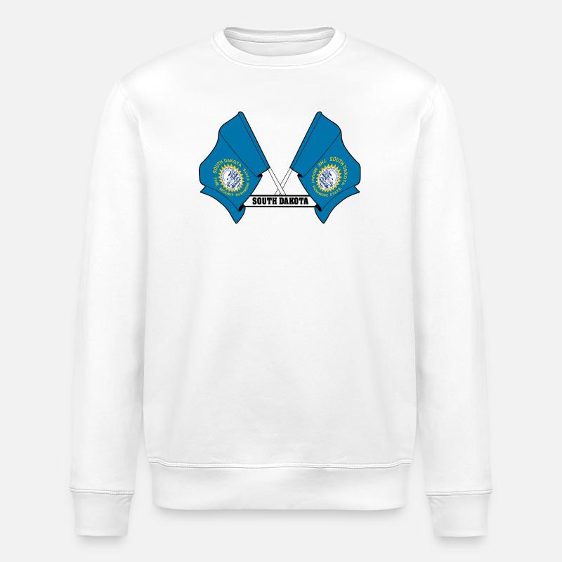 Deux drapeaux texte DAKOTA du Sud - Sweat bio ROLLER Stanley/Stella Unisexe - blanc
