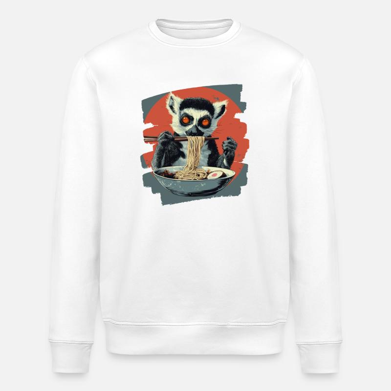 Ramen lémuriens - Sweat bio ROLLER Stanley/Stella Unisexe - blanc