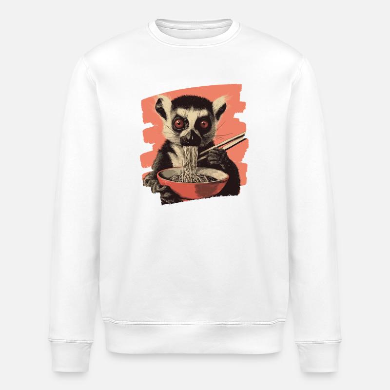 Lemur Ramen Rétro - Sweat bio ROLLER Stanley/Stella Unisexe - blanc