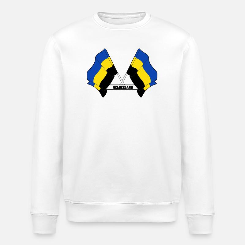 Two flags text GELDERLAND - Stanley/Stella ROLLER Unisex Organic Sweatshirt - white