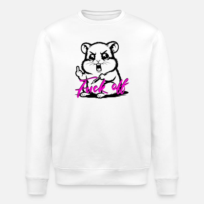Funny Hamster *Fuck off* - Stanley/Stella Unisex Bio-Sweatshirt ROLLER - Weiß