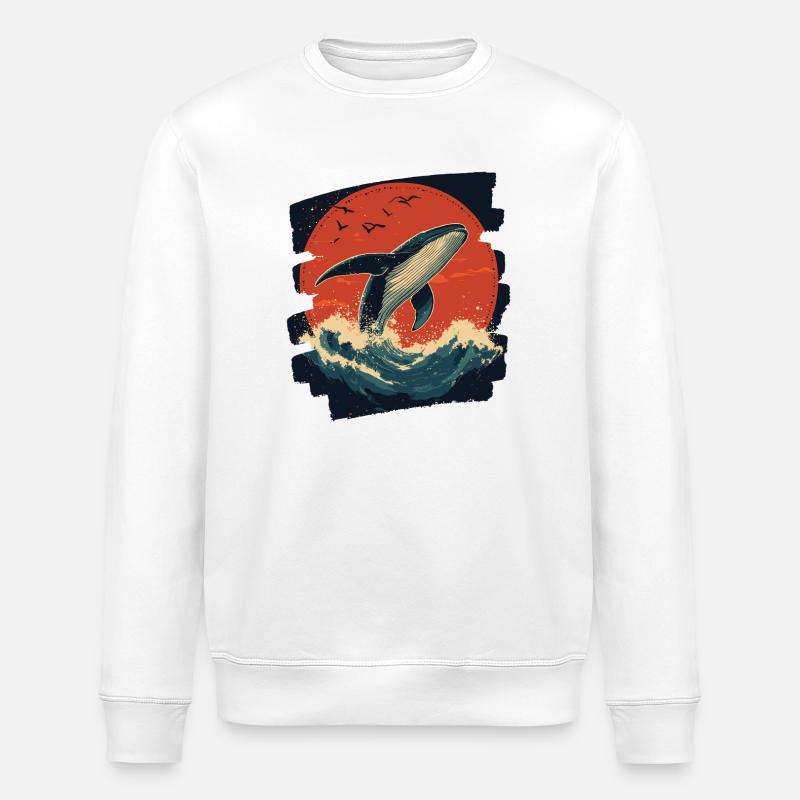 Whale - Stanley/Stella ROLLER Unisex Organic Sweatshirt - white