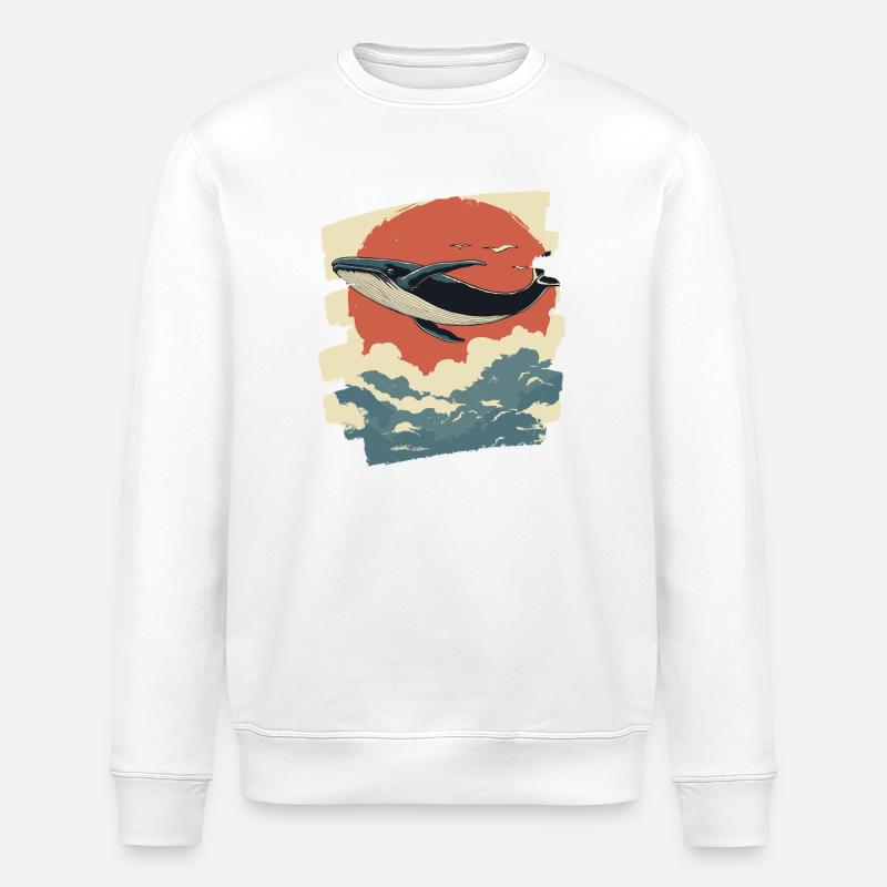 Baleine Rétro - Sweat bio ROLLER Stanley/Stella Unisexe - blanc