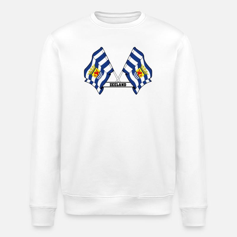 Two flags text ZEELAND - Stanley/Stella ROLLER Unisex Organic Sweatshirt - white