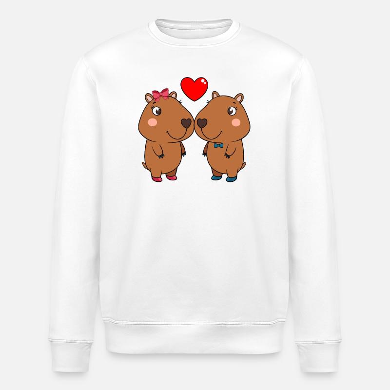 Duo d’animaux mignons avec cœur - Sweat bio ROLLER Stanley/Stella Unisexe - blanc