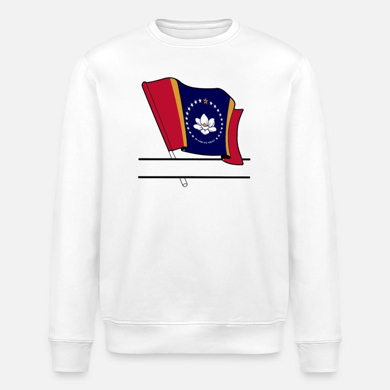 Drapeau Mississippi bannière de texte - Sweat bio ROLLER Stanley/Stella Unisexe - blanc