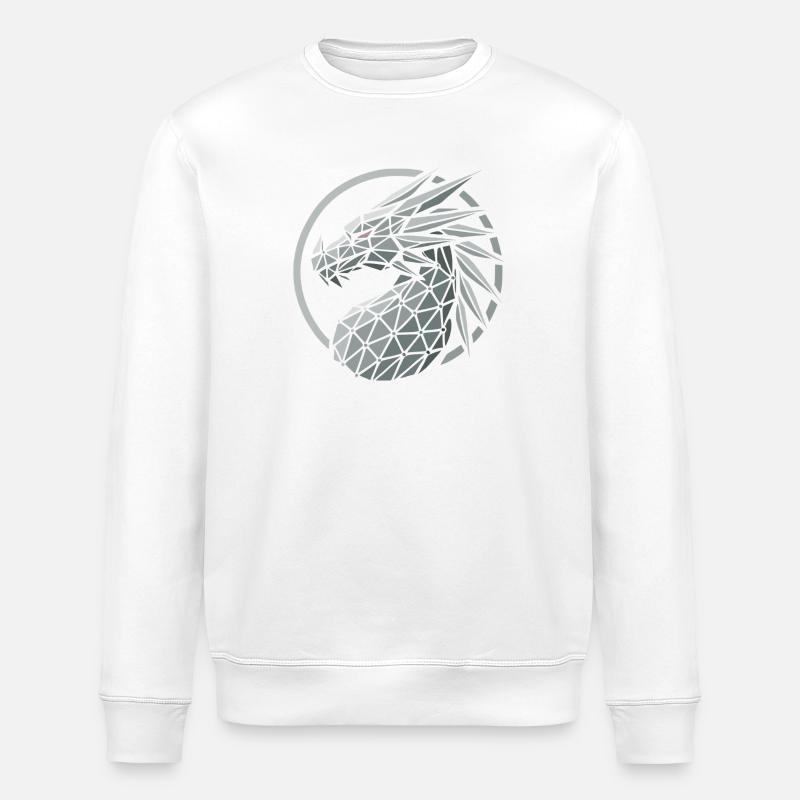 Blue Polygons Dragon Head - Stanley/Stella ROLLER Unisex Organic Sweatshirt - white