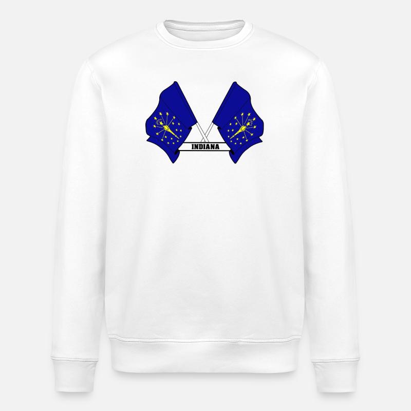 Two flags text INDIANA - Stanley/Stella ROLLER Unisex Organic Sweatshirt - white