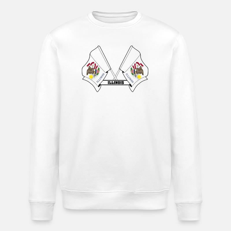Two flags text ILLINOIS - Stanley/Stella ROLLER Unisex Organic Sweatshirt - white