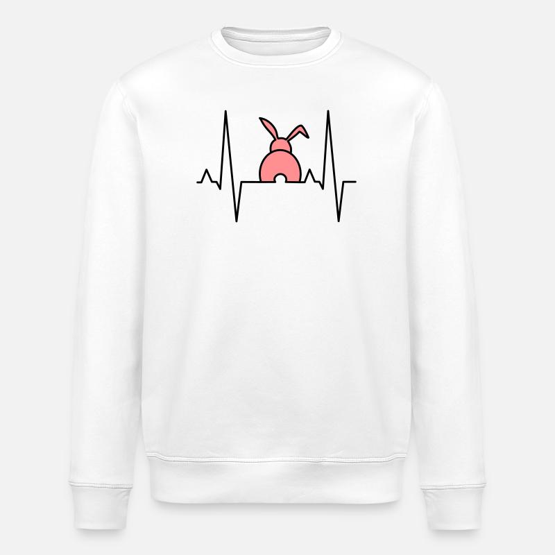 Verspieltes Häschen mit Herzen - Stanley/Stella Unisex Bio-Sweatshirt ROLLER - Weiß