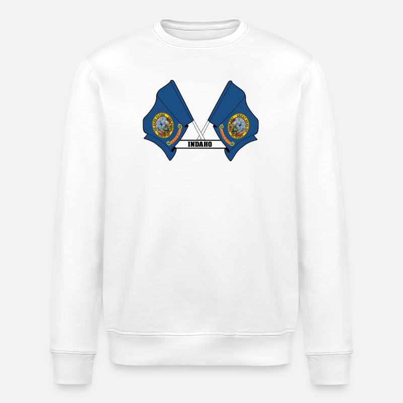 Deux drapeaux texte INDAHO - Sweat bio ROLLER Stanley/Stella Unisexe - blanc