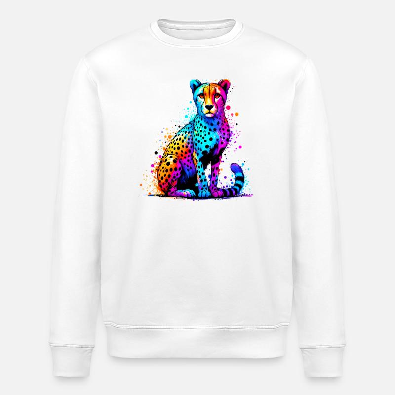 Cheetah - Stanley/Stella ROLLER Unisex Organic Sweatshirt - white