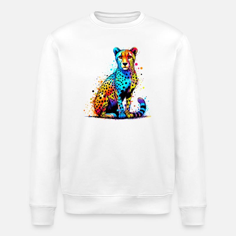 Cheetah - Stanley/Stella ROLLER Unisex Organic Sweatshirt - white