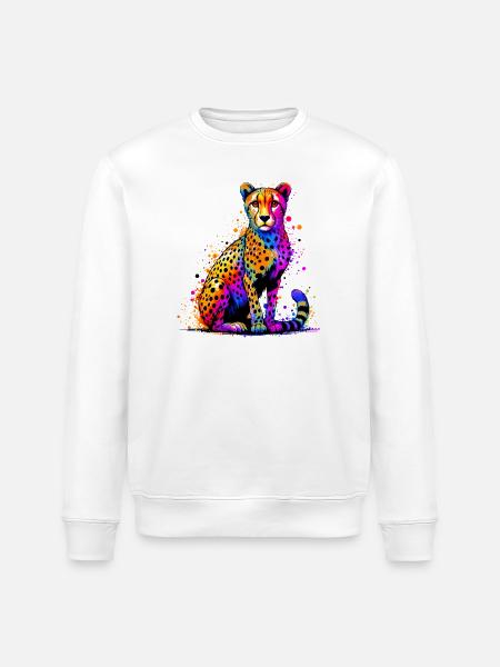 Cheetah - Stanley/Stella ROLLER Unisex Organic Sweatshirt - white
