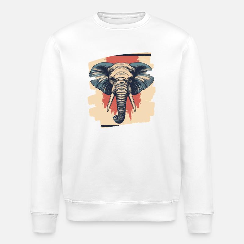 Éléphant - Sweat bio ROLLER Stanley/Stella Unisexe - blanc