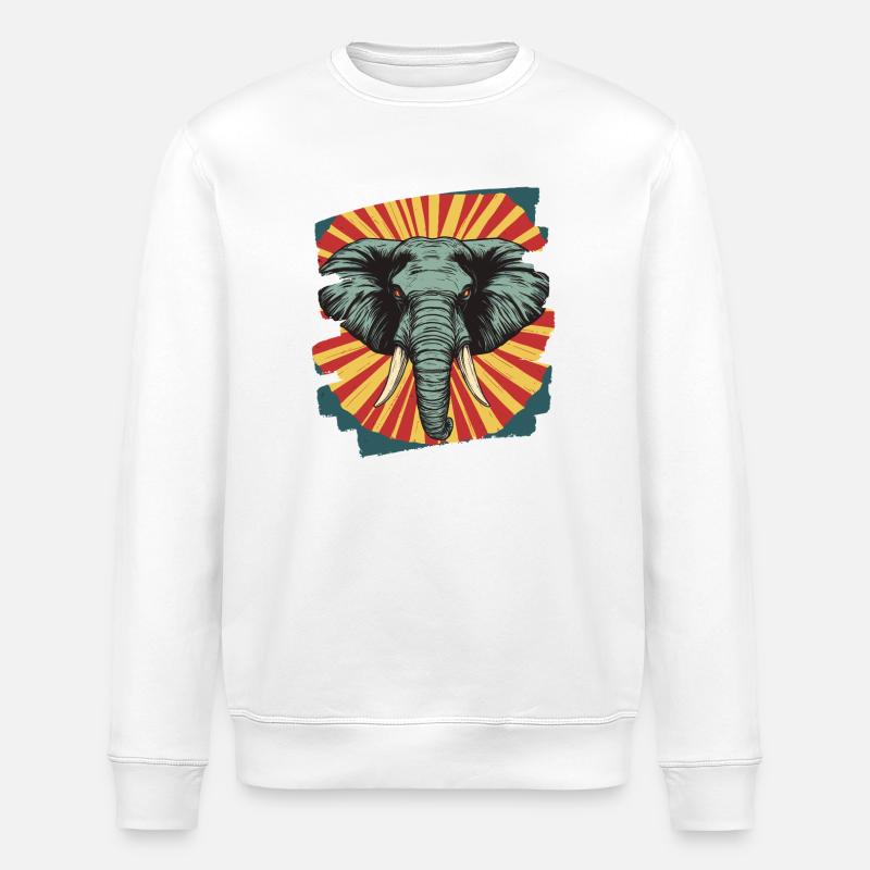 Elephant Retro - Stanley/Stella ROLLER Unisex Organic Sweatshirt - white