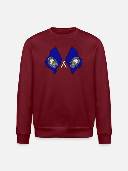 Two Flags Crossed New Hampshire - Stanley/Stella ROLLER Unisex Organic Sweatshirt - white