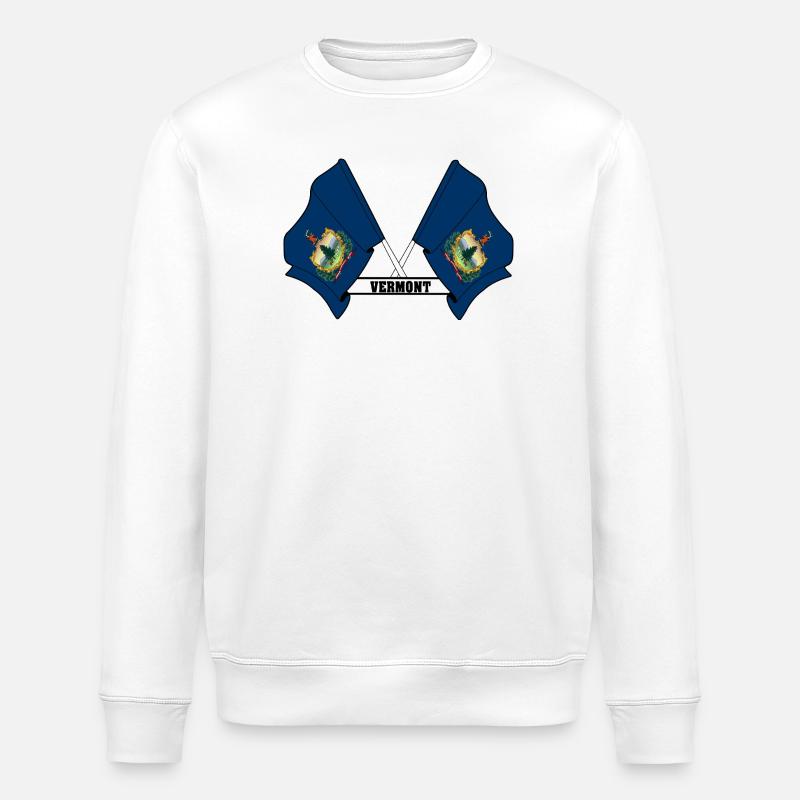 Deux drapeaux texte VERMONT - Sweat bio ROLLER Stanley/Stella Unisexe - blanc