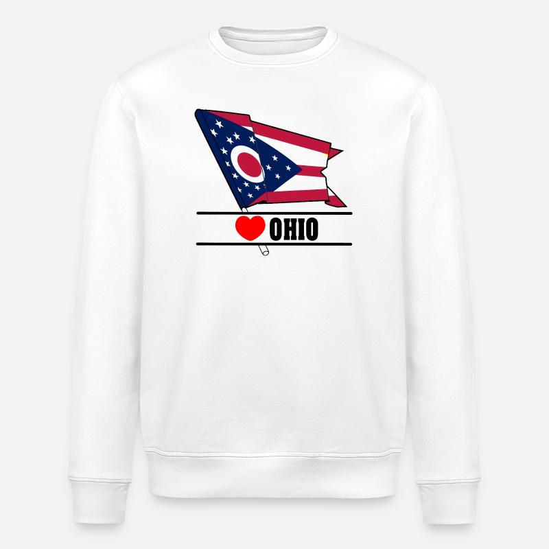 Drapeau Ohio coeur OHIO - Sweat bio ROLLER Stanley/Stella Unisexe - blanc
