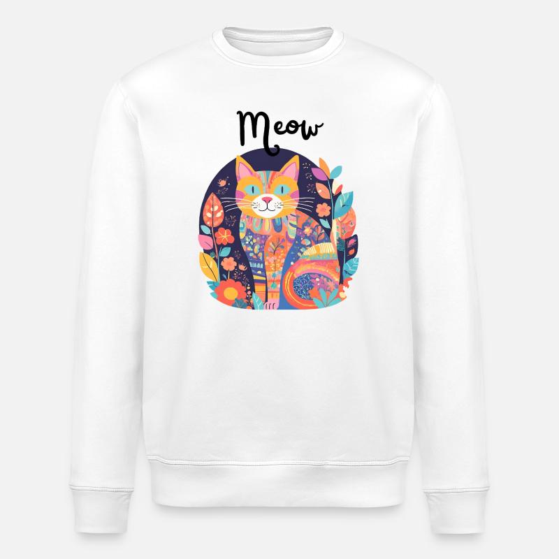 Bunte Katzen-Patchwork-Anthologie - Stanley/Stella Unisex Bio-Sweatshirt ROLLER - Weiß