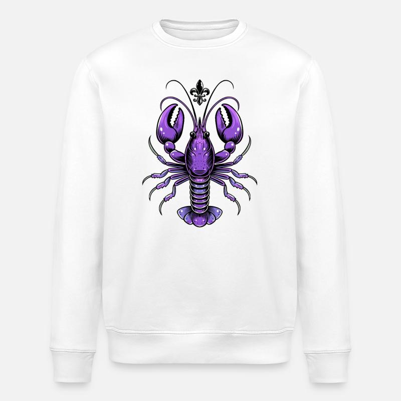 Mardi Gras crawfish with fleur-de-lis design - Stanley/Stella ROLLER Unisex Organic Sweatshirt - white