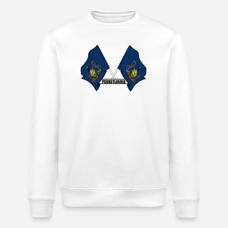Two flags text PENNSYLVANIA - Stanley/Stella ROLLER Unisex Organic Sweatshirt - white
