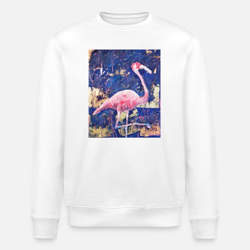 Expressionist Flamingo Artwork - Stanley/Stella Unisex Bio-Sweatshirt ROLLER - Weiß