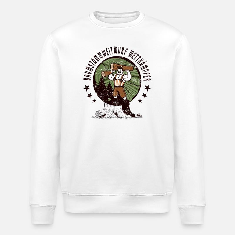 Tree trunk throwing competitors - Stanley/Stella ROLLER Unisex Organic Sweatshirt - white