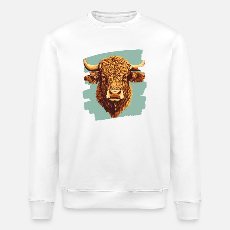 Scottish Highland cattle - Stanley/Stella ROLLER Unisex Organic Sweatshirt - white