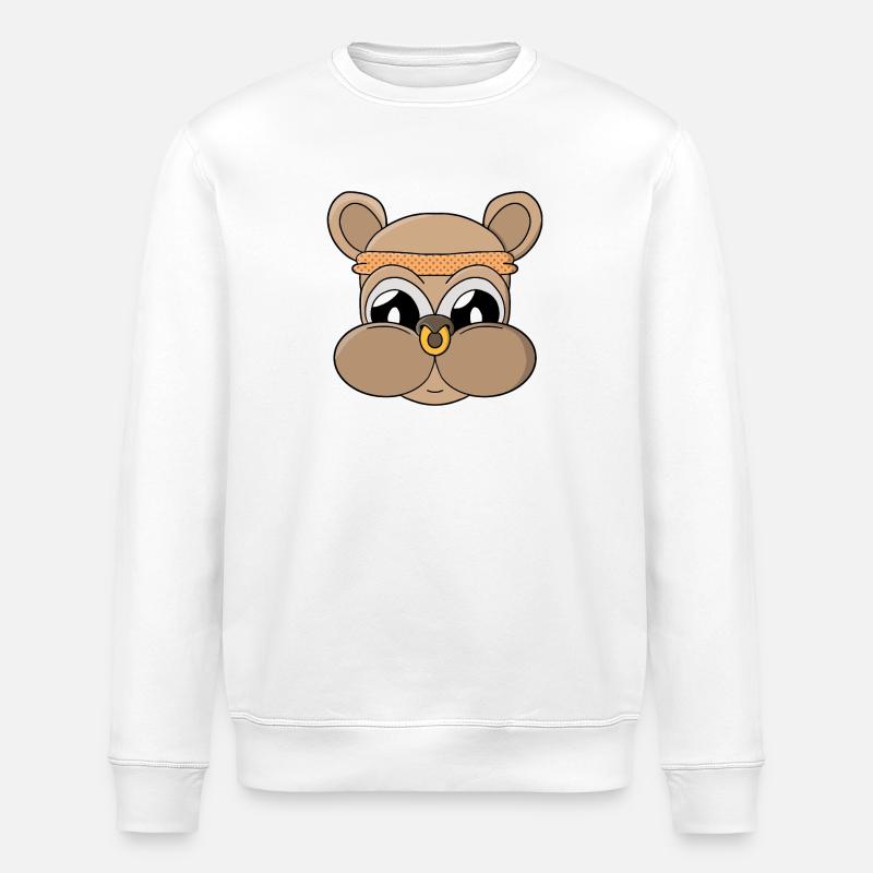 Süßer Bär mit Piercing - Stanley/Stella Unisex Bio-Sweatshirt ROLLER - Weiß