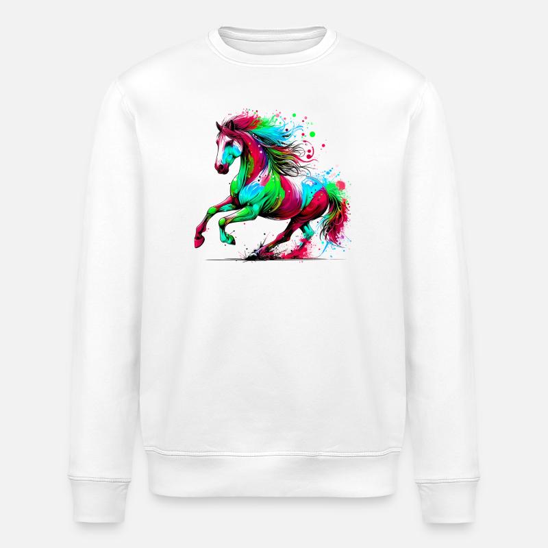 Pferd - Stanley/Stella Unisex Bio-Sweatshirt ROLLER - Weiß