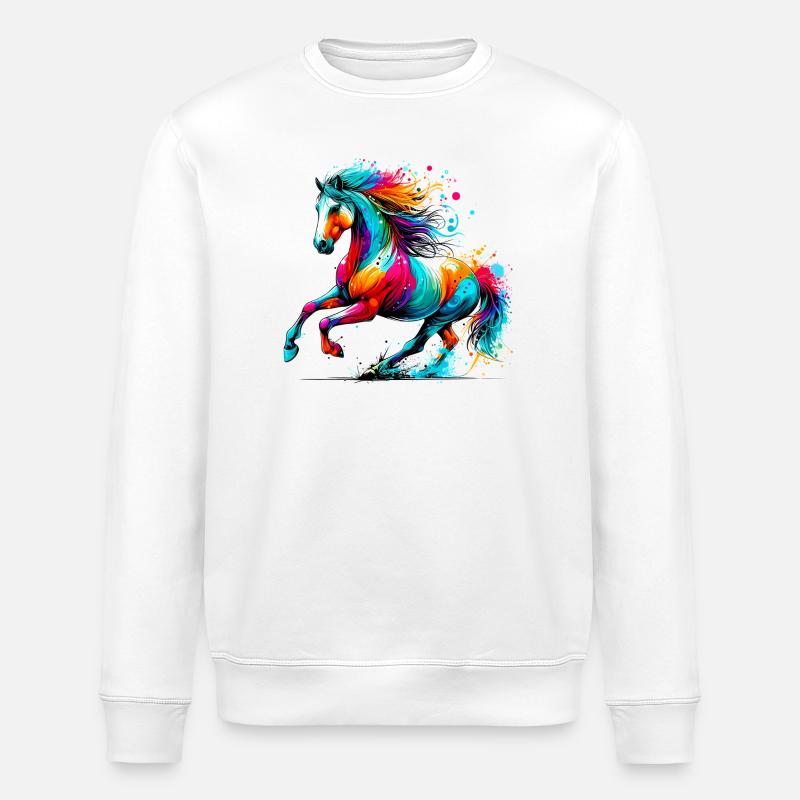 Pferd - Stanley/Stella Unisex Bio-Sweatshirt ROLLER - Weiß