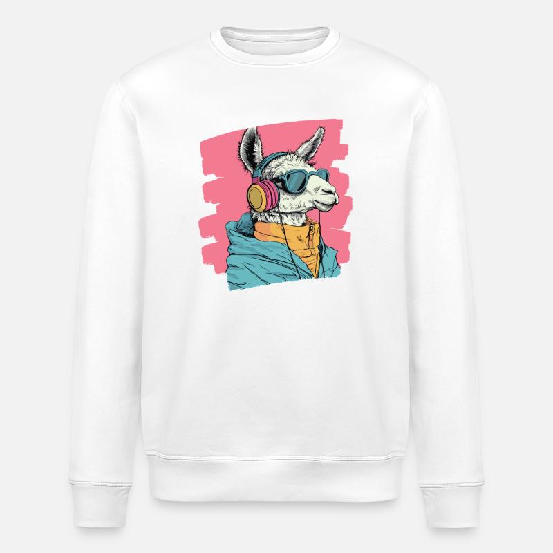 Lama Kopfhörer - Stanley/Stella Unisex Bio-Sweatshirt ROLLER - Weiß
