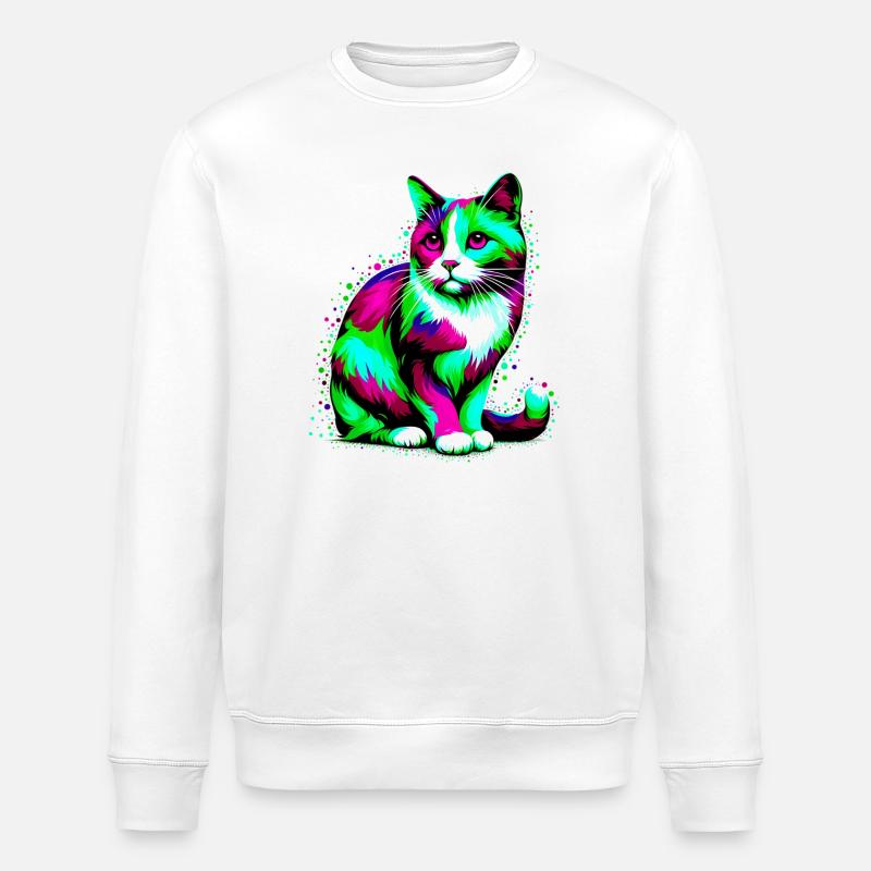 Cat - Stanley/Stella ROLLER Unisex Organic Sweatshirt - white