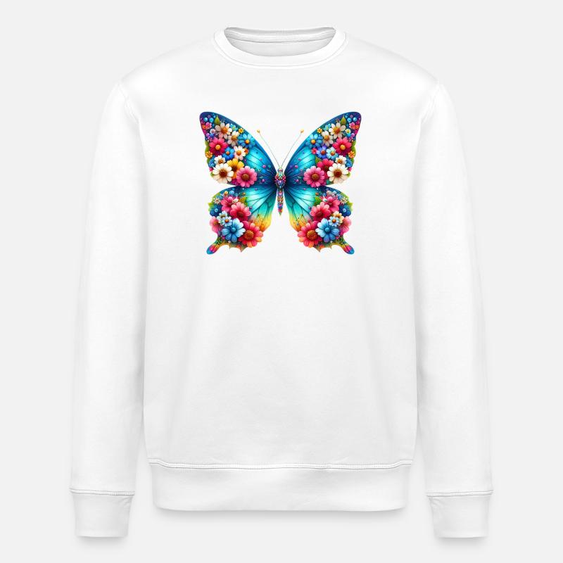Butterfly - Stanley/Stella ROLLER Unisex Organic Sweatshirt - white