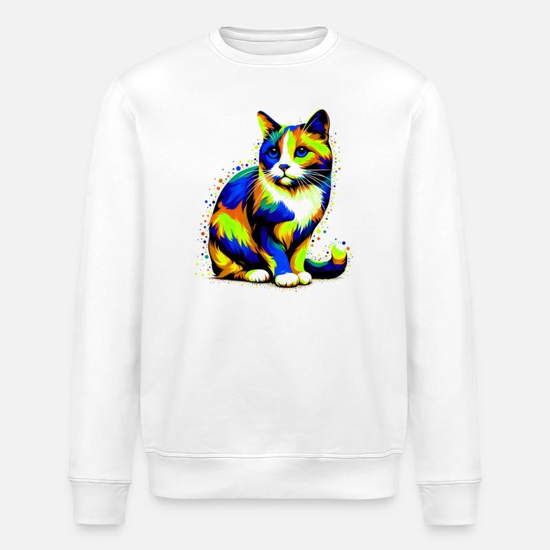 Cat - Stanley/Stella ROLLER Unisex Organic Sweatshirt - white