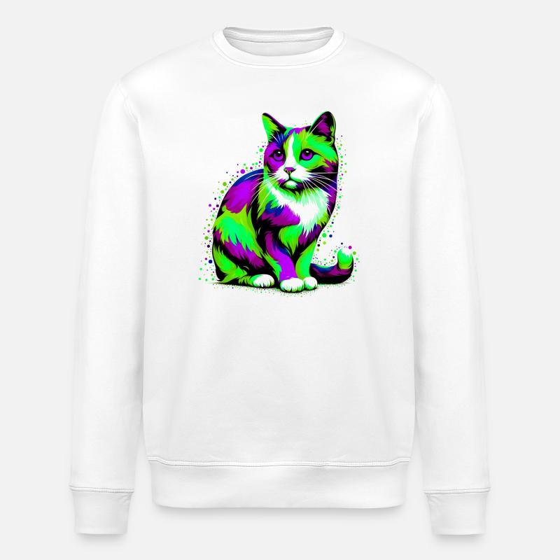 Cat - Stanley/Stella ROLLER Unisex Organic Sweatshirt - white