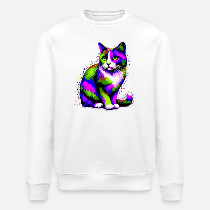 Chat - Sweat bio ROLLER Stanley/Stella Unisexe - blanc