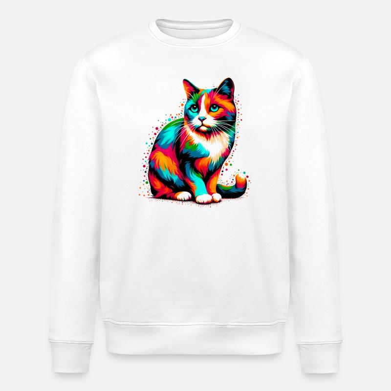 Chat - Sweat bio ROLLER Stanley/Stella Unisexe - blanc