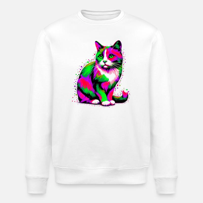 Cat - Stanley/Stella ROLLER Unisex Organic Sweatshirt - white