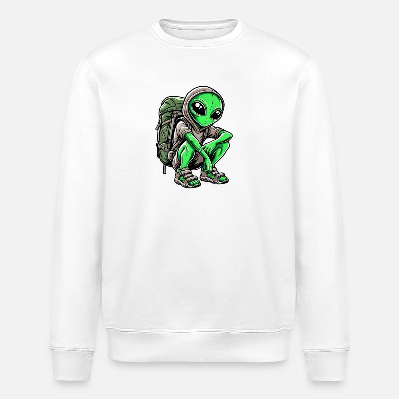 Alien Backpacker Design - Stanley/Stella Unisex Bio-Sweatshirt ROLLER - Weiß
