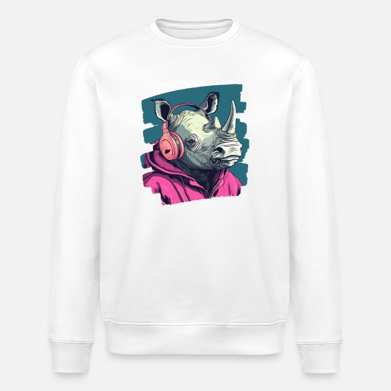 Rhinocéros - Sweat bio ROLLER Stanley/Stella Unisexe - blanc