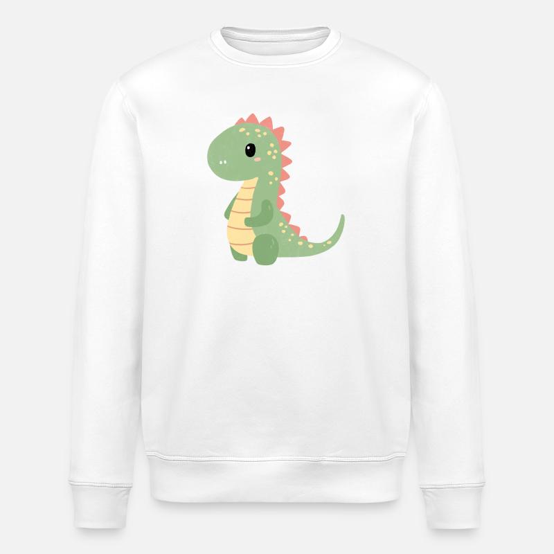Buntes Dino Kindermotiv - Stanley/Stella Unisex Bio-Sweatshirt ROLLER - Weiß
