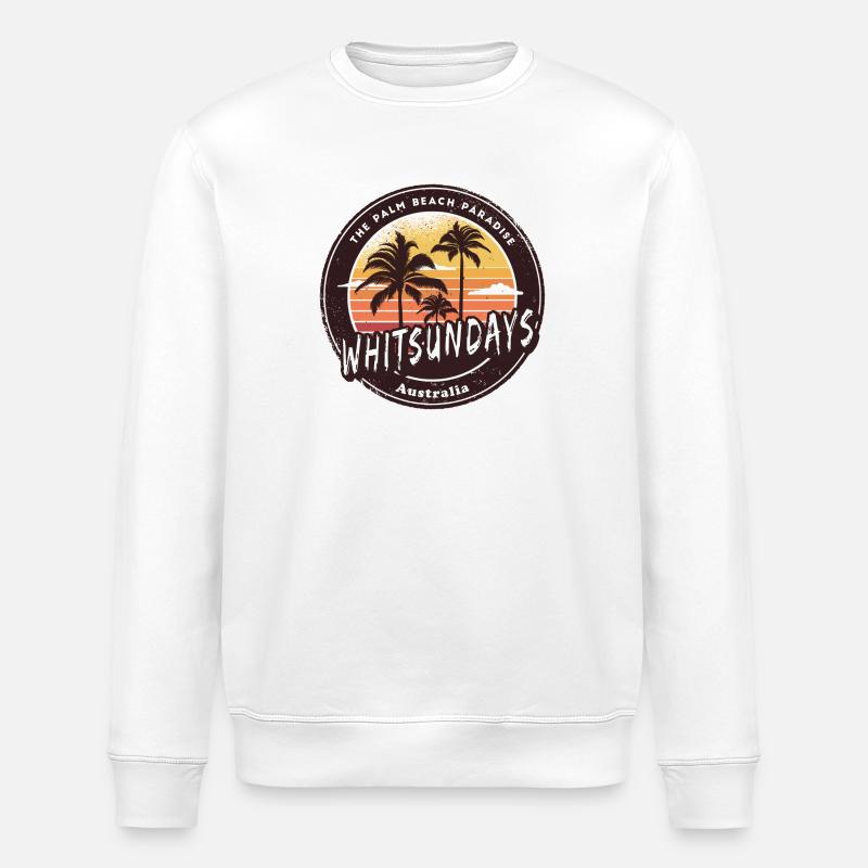 Whitsundays Australia Palm Trees Design - Stanley/Stella ROLLER Unisex Organic Sweatshirt - white