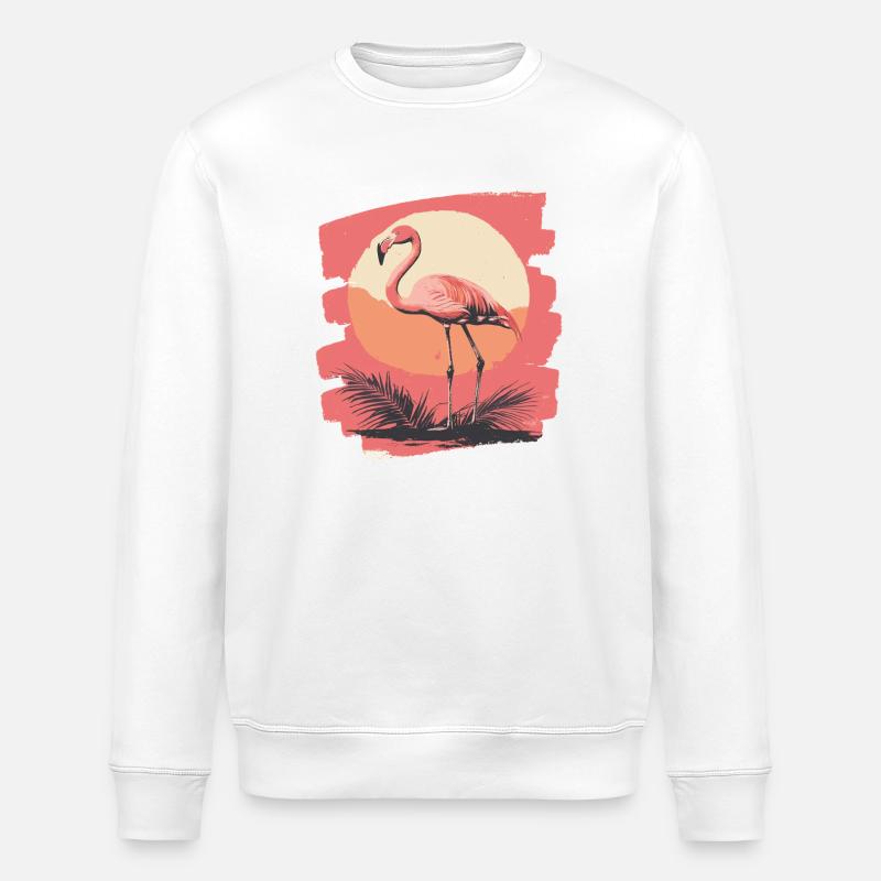 Flamingo - Stanley/Stella ROLLER Unisex Organic Sweatshirt - white